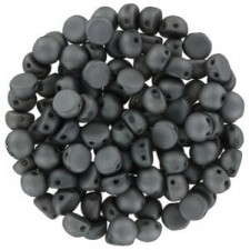 Czech 2-hole Cabochon beads 6mm Crystal Chrome Full Matted